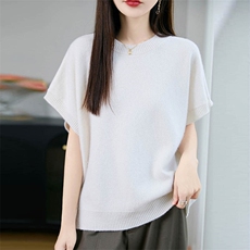 2025百搭时尚简约圆领半袖羊毛衫新款潮流，女装羊毛衫，越洋羊