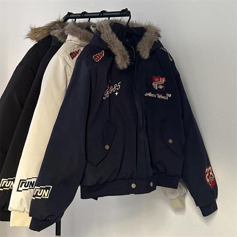 1506-1/J8191可拆卸毛领座山雕棉服/P76绣徽章棉衣外套男女冬季,男装棉衣,星座1506-1