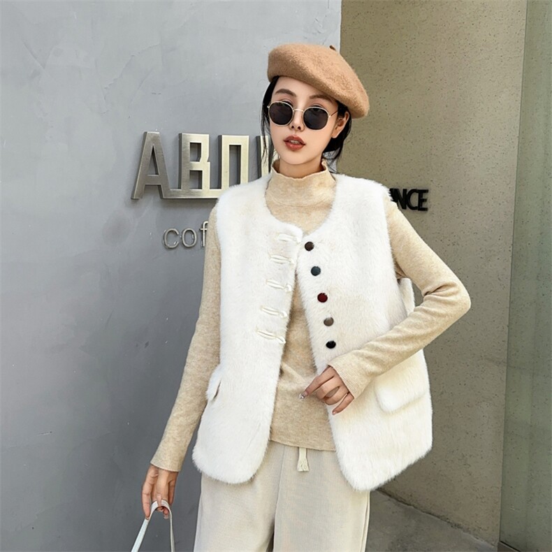 皮毛一体羊羔毛马甲女冬仿皮草短款马夹2025秋冬新款毛毛坎肩上衣,女装马甲,2C229