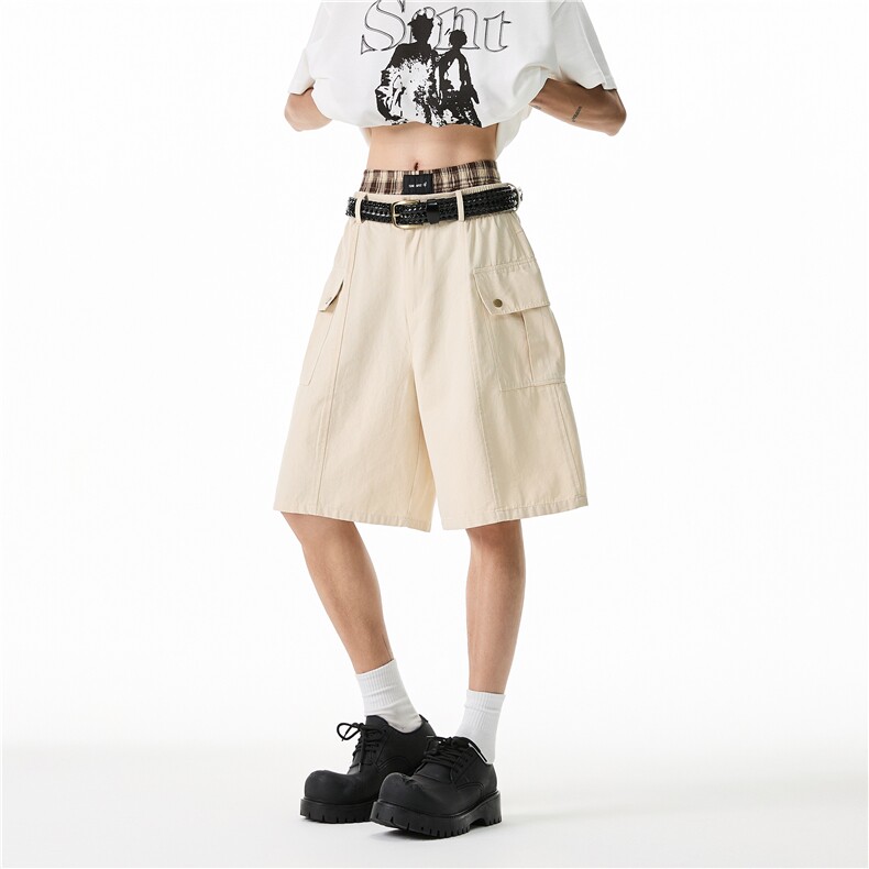 抖音品质夏季新款工装口袋宽松百搭中裤B315-K25797-特p42控78,男装休闲裤,电商B315