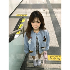 复古卡通毛巾刺绣小狗宽松卫衣秋冬新款潮牌百搭开衫上衣棒球外套，女装短外套，星座1210-1