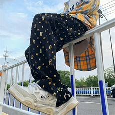 多巴胺镂空格子休闲裤破洞长裤X1213-KK144-P68，男装休闲裤，星座1213
