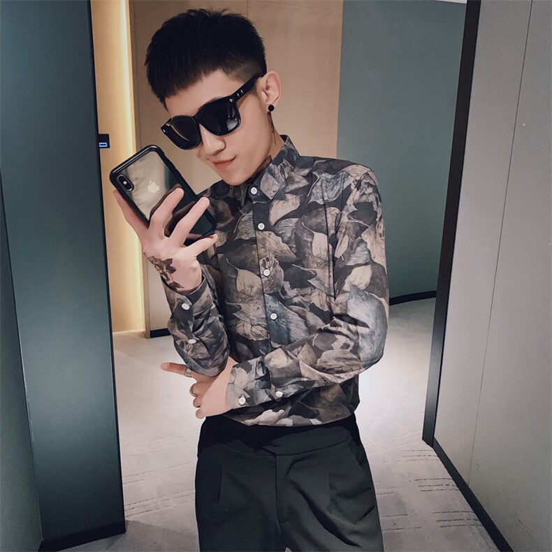312A-5-835-P60社会小伙韩版潮流衬衫加厚加绒休闲修身上衣,男装衬衫,星座312A-5