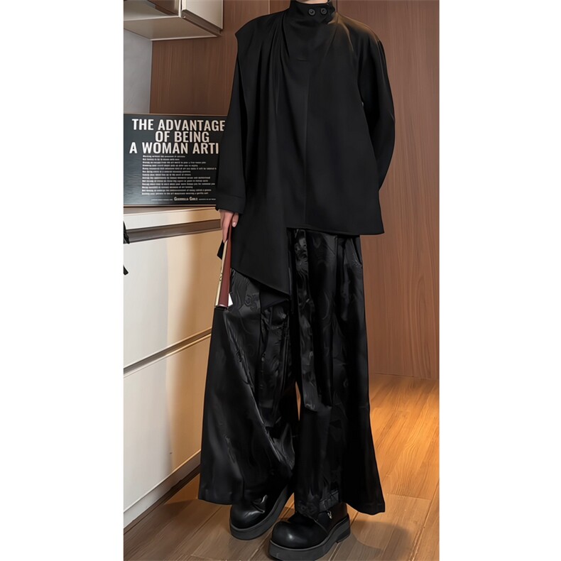2025秋装新款山本风格麂皮绒卫衣打底衫个性款潮流WY851-P50,男装T恤,电商A057