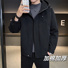 加棉加厚男士秋冬新款连帽青年简约休闲保暖夹克外套NM826-P110，男装夹克，星座310B-3
