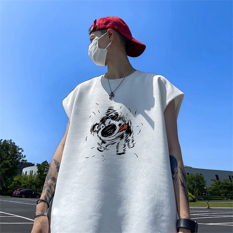 量大优供视频得物直播品230克夏季麂皮绒背心无袖T恤BJ253,男装背心/马甲,电商A486