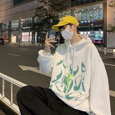 2025秋新款潮流印花连帽宽松休闲套头情侣卫衣B266-WY-220-P50，男装卫衣，星座B257-1