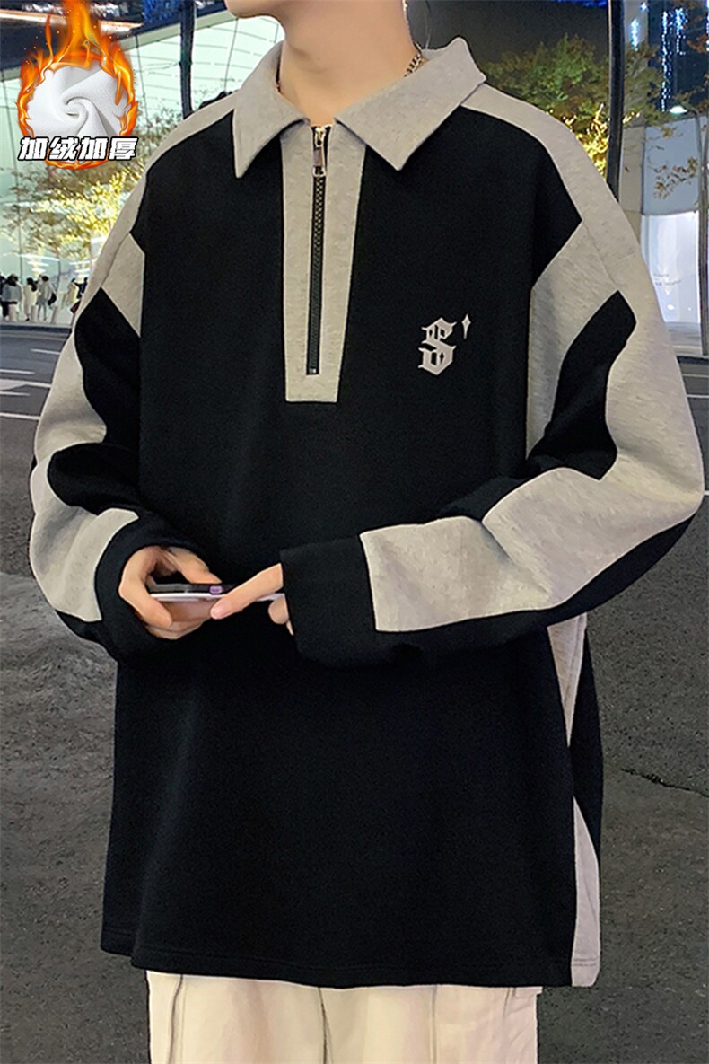 2023HT23018加绒外景大码翻领印花长袖T恤M-5XHT23832-P60,男装T恤,电商A022