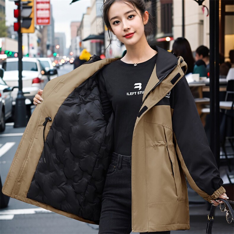 现货！女冬季新款韩版休闲宽松白鸭绒冲锋衣派克服羽绒服,女装羽绒服,艾仟回(原伊仟回)