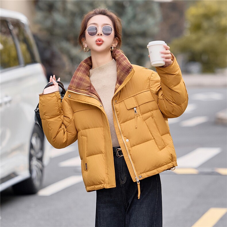 时尚立领加厚保暖白鸭绒羽绒服2025冬季新款,女装羽绒服,余墨