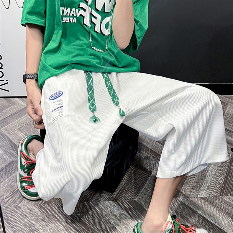 B2212023夏装新款青少年港风休闲华夫格七分裤子LK22019-P45,男装休闲裤,电商B221