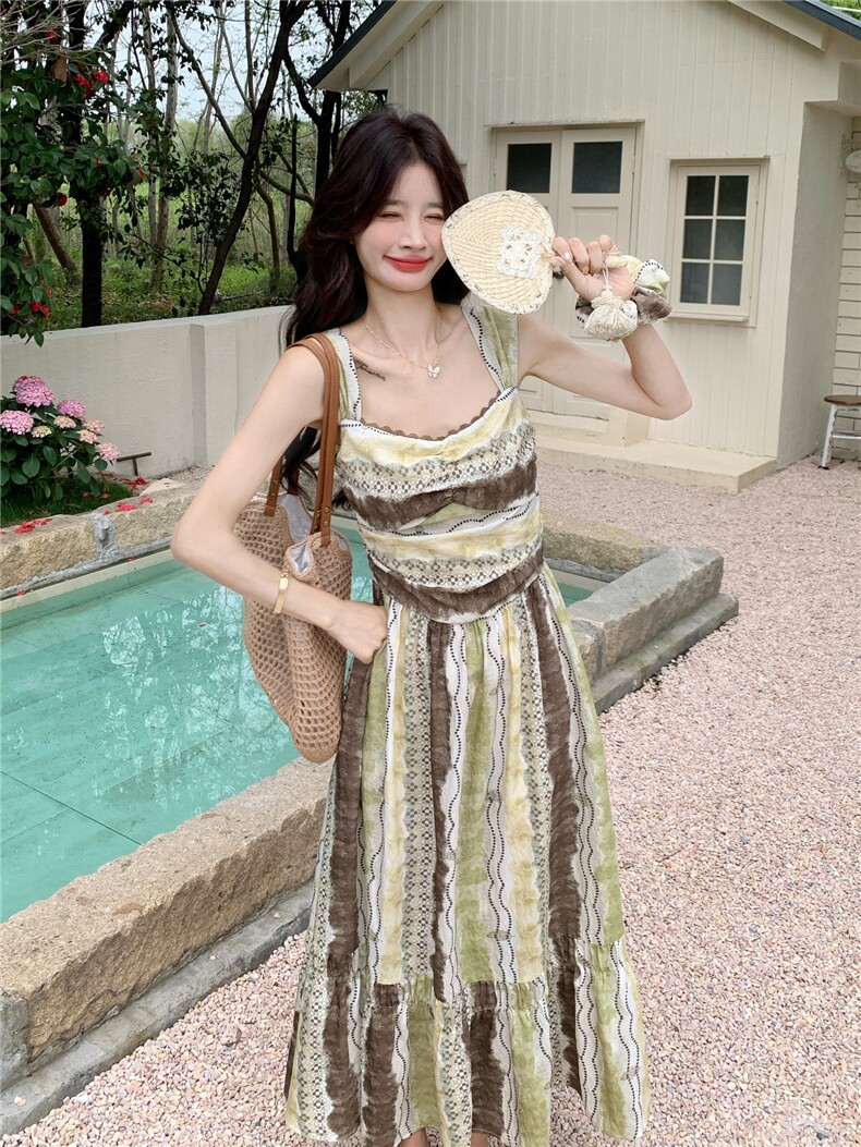 欧货度假风复古连衣裙女2026夏季流行单品新款长裙大方得体的裙子,女装连衣裙,艾米莉亚