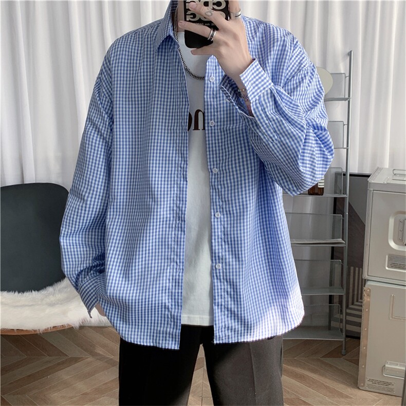 气质青春流行潮流慵懒新款夏季方领文艺休闲衬衫长袖W1241-P36,男装衬衫,星座512-2