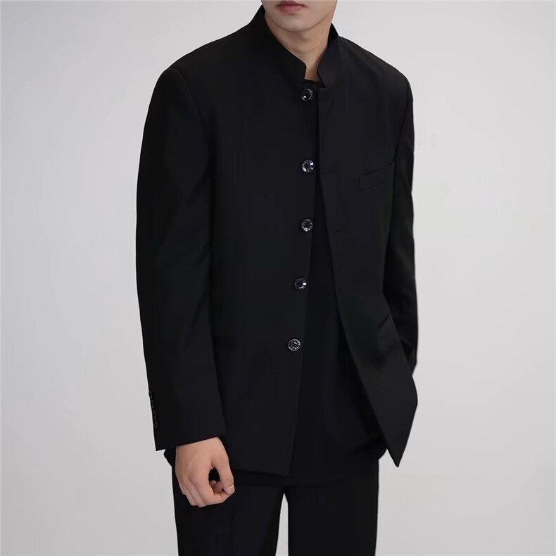 春秋痞帅新中式中山装夹克男休闲百搭立领西装外套潮流W6577-P55，男装夹克，星座412-3