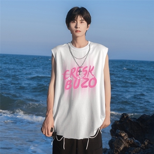 港风24夏款字母印花坎肩圆领链条背心DT65801P35控48