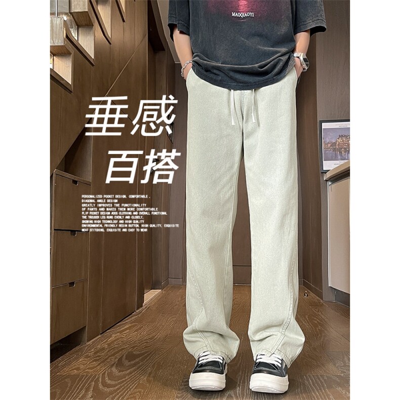 高街牛仔长裤百搭垂感亲肤复古休闲港风潮牌水洗直筒K890-特批45,男装休闲裤,星座718-1