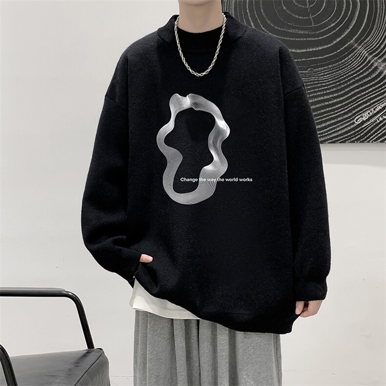 半高领毛衣男大码胖子针织衫毛线衣M18390-P45加绒款-P65，男装针织衫/毛衣，电商A040