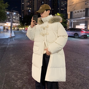 现货 中长款棉衣男冬季加厚棉袄宽松连帽毛领棉服外套M107-P120图片