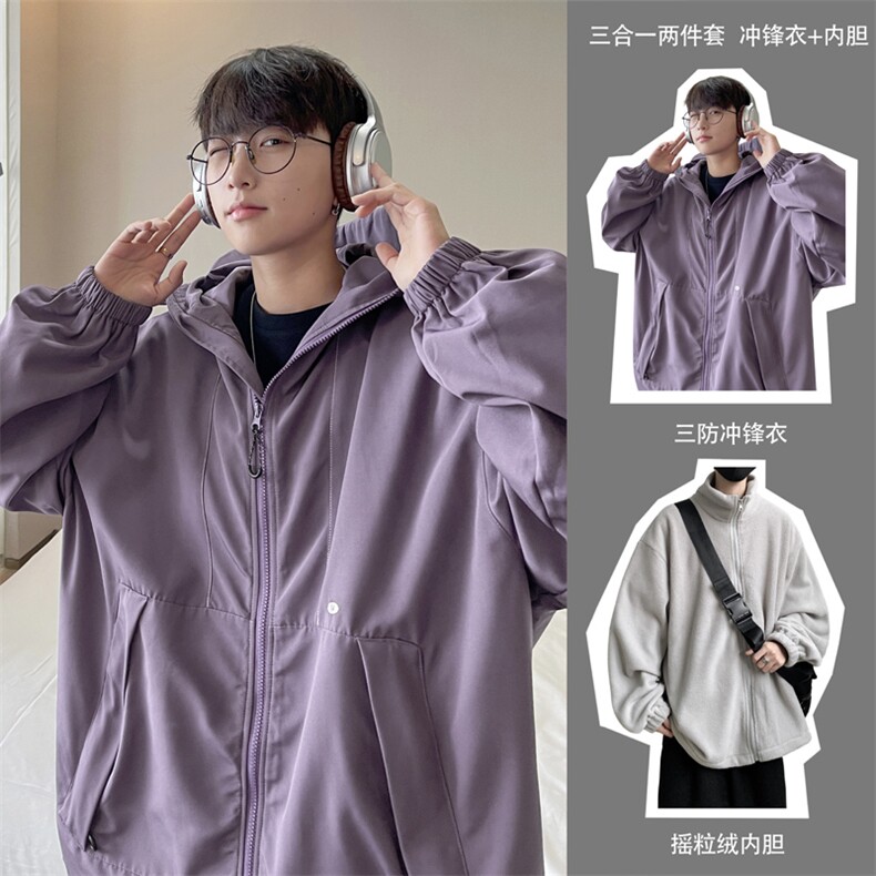 抖音直播！冲锋衣防风防水三合一外套夹克男两件套 XH36SHY-P97图片