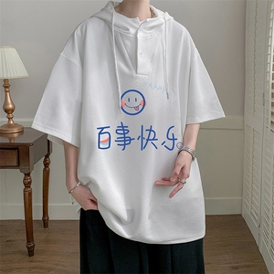 连帽短袖t恤男大码胖子带帽五分袖中袖 LD54183-P45图片