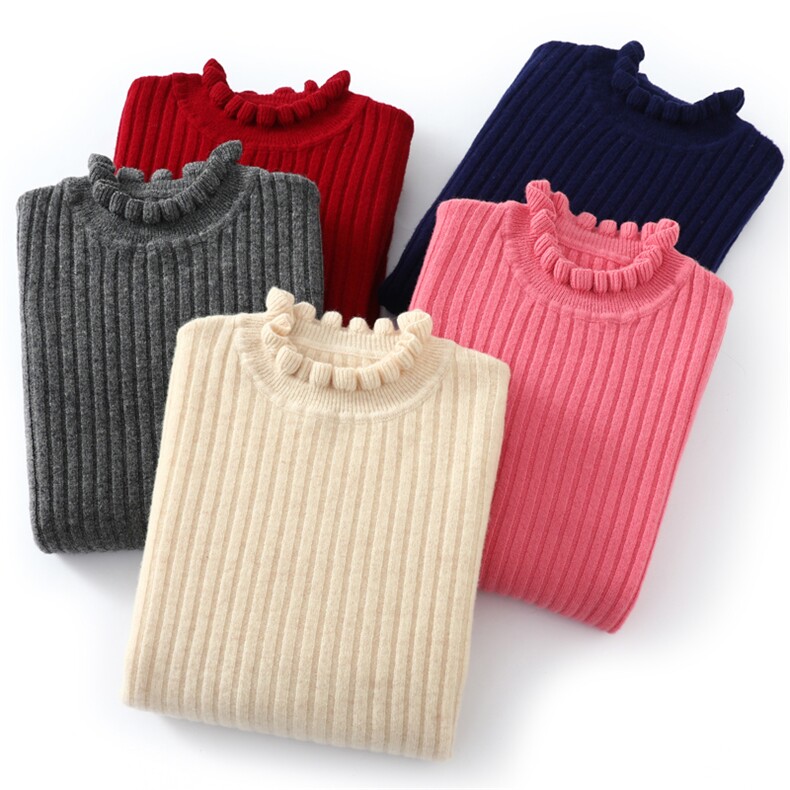 WRM168木耳边纯毛儿童针织衫时尚保暖秋冬季宝宝温暖舒适潮流男女，童装儿童羊毛衫，唯若美羊绒