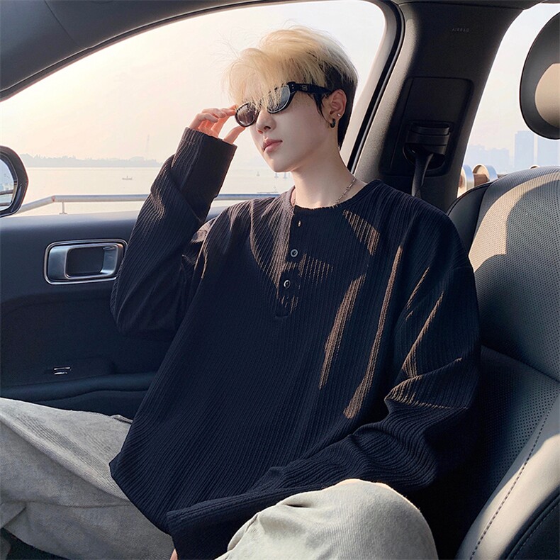 亨利领长袖T港风宽松大码打底衫CH58-特P25无差价，男装卫衣，星座214-3