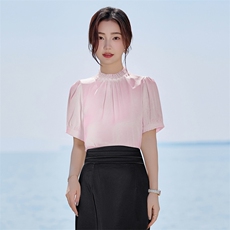 现货2025年夏季设计感重工花边圆领气质简约百搭显瘦遮肉衬衫，女装衬衫，火爆靓佳人