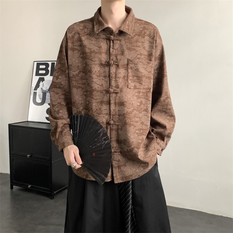 2025秋冬新款灯芯绒清明上河图新中式盘扣唐装汉服2535-P60,男装民族服装,电商A057