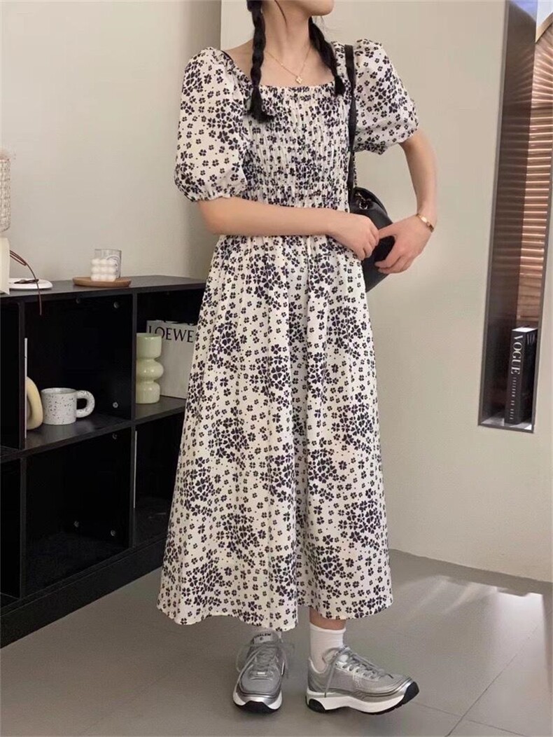 2023现货新款气质高级温柔淑女显瘦连衣裙,女装连衣裙,L·H·X