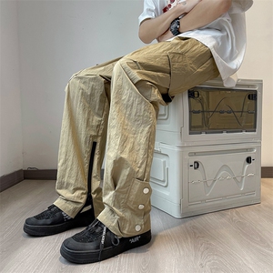 夏季排扣拉链开叉速干工装裤男款宽松直筒阔腿休闲长裤 K7195-P38图片