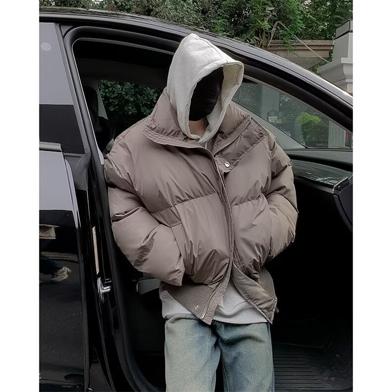 棉服冬季潮牌短款棉衣外套设计感小众加厚宽松立领面包服棉袄图片