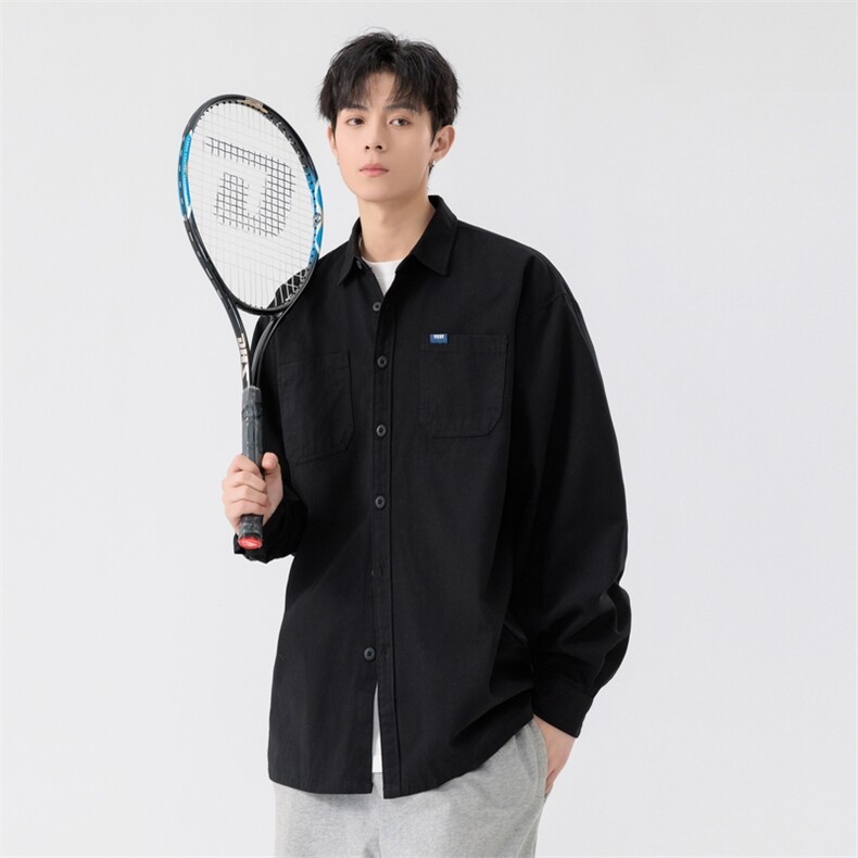 25年春季长袖衬衫纯棉得物二开衬衣宽松现货DS-C323-1-2337-T批45,男装衬衫,电商C323-1