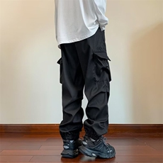 日系复古工装裤子男秋季新款宽松直筒束脚裤百搭休闲裤HK123-P42，男装休闲裤，星座1008