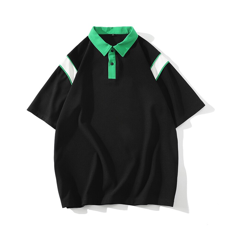 夏装学生简约百搭T恤半袖男女拼接纯色翻领Polo衫629-P35控价58,男装Polo衫,电商A441
