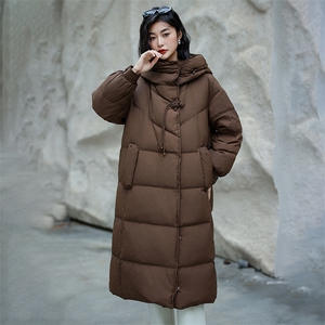 现货现货现货24冬季新款90白鸭绒长款直筒型羽绒服图片