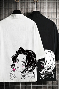 HF59153-P40风汉服男开衫外套七分袖道袍 网格挂拍图片