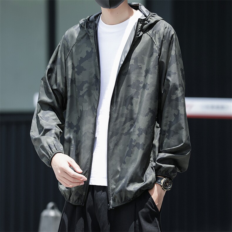 蜂巢迷彩防晒衣男韩版潮流帅气连帽2024夏季新款ins外套W4859-P38,男装防晒衣,星座412-3