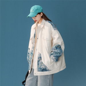 1中性风刺绣拼接棉衣女夹克棉衣男外套男8706P115控158,女装棉衣/棉服,星座226-2