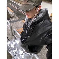 WT136-P168新款皮毛一体连帽男士冬季毛毛外套时尚百搭派克服潮，女装短外套，星座1501-3