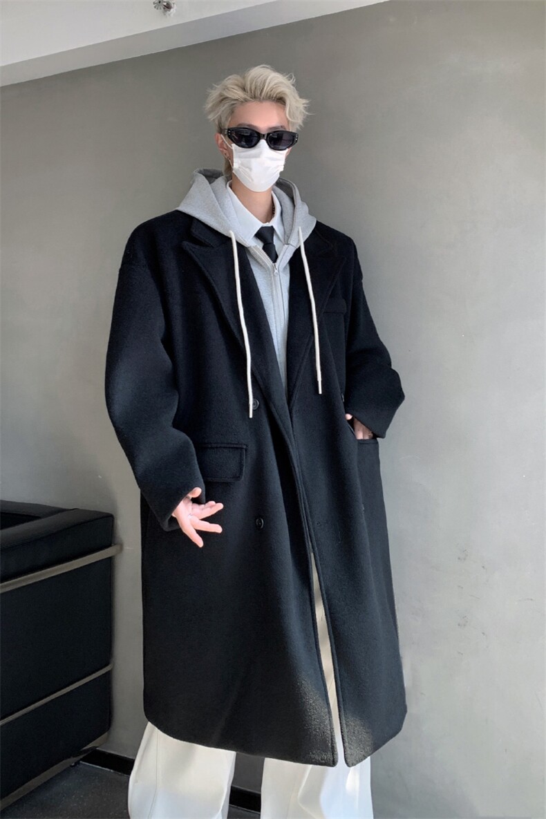 长款过膝男装呢料呢子大衣冬季呢子连帽外套XZ514-2-24251-P135,男装毛呢大衣,星座514-2(原B239)