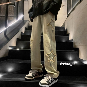 XZ616 春季新款黄泥色星星牛仔裤 TY517 P55控68图片