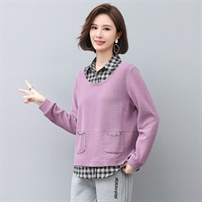 2024年秋季新款韩版休闲百搭卫衣女长袖气质减龄上衣服女打底衫棉，女装卫衣/绒衫，忆绮罗