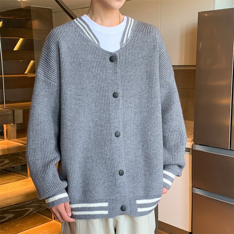 311B-1-CM-3969-P55控89港风棒球领开衫提花大码针织毛衣,男装针织衫/毛衣,星座311B-1