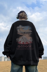 400高克重华棉卫衣男潮外景秋冬圆领情侣宽松WY00283/P45加绒P50，男装卫衣，电商B316