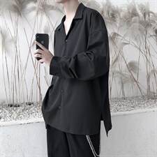 秋季新款2021男生长袖衬衫宽松百搭韩版纯色衬衣A071-C08-P38,男装衬衫,电商A071