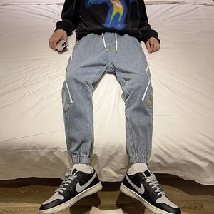 牛仔裤男秋季潮大码休闲裤子高街NC86P40