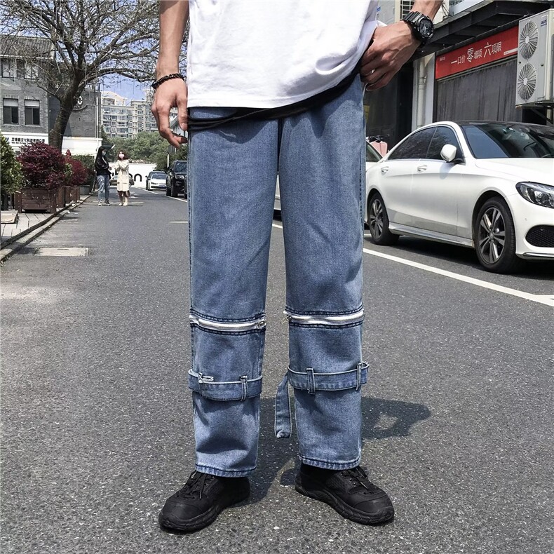 高街帅气牛仔裤男韩版潮流拉链痞子2024春秋新款ins长裤RK025-P52,男装牛仔裤,星座412