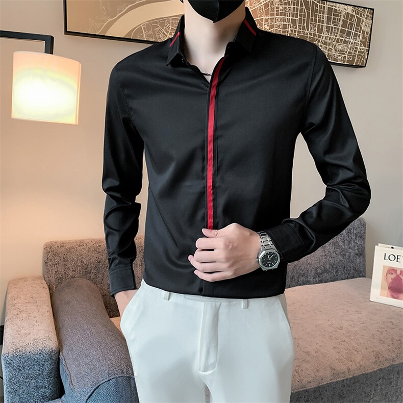 B216CS34P452025秋装新款男士长袖衬衫韩版修身社会小伙风,男装衬衫,电商B216（原B302）