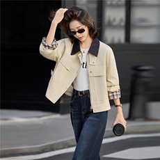 2025秋装新款风衣外套女韩版拼接设计轻奢减龄百搭短款女式外套，女装短外套，铭街依杨