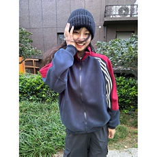 抖音得物高品质美式高街重磅结构织带拼接撞色立领卫衣外套CM41，男装卫衣，电商A486
